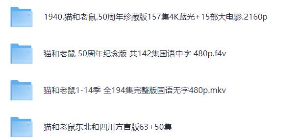 《猫和老鼠》全集：1-14季 + 15部大电影 + 四川话和东北话版本 + 50周年珍藏版插图