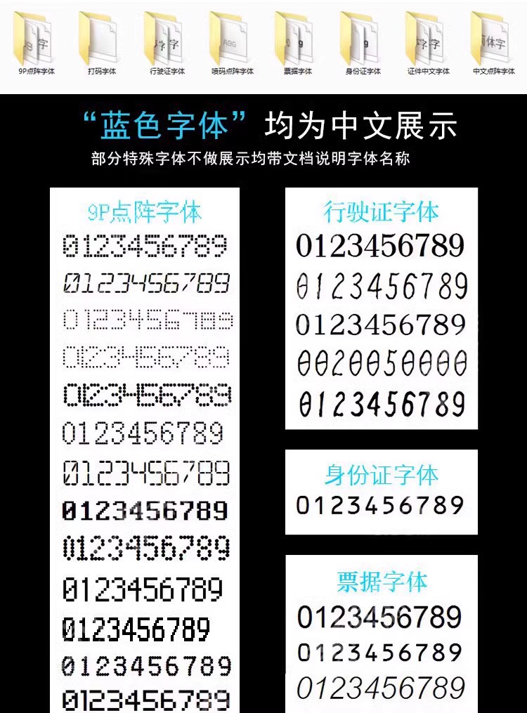 身份行驶证件字体包ps发票票据数字号码打码9P点阵特殊字体库下载插图4